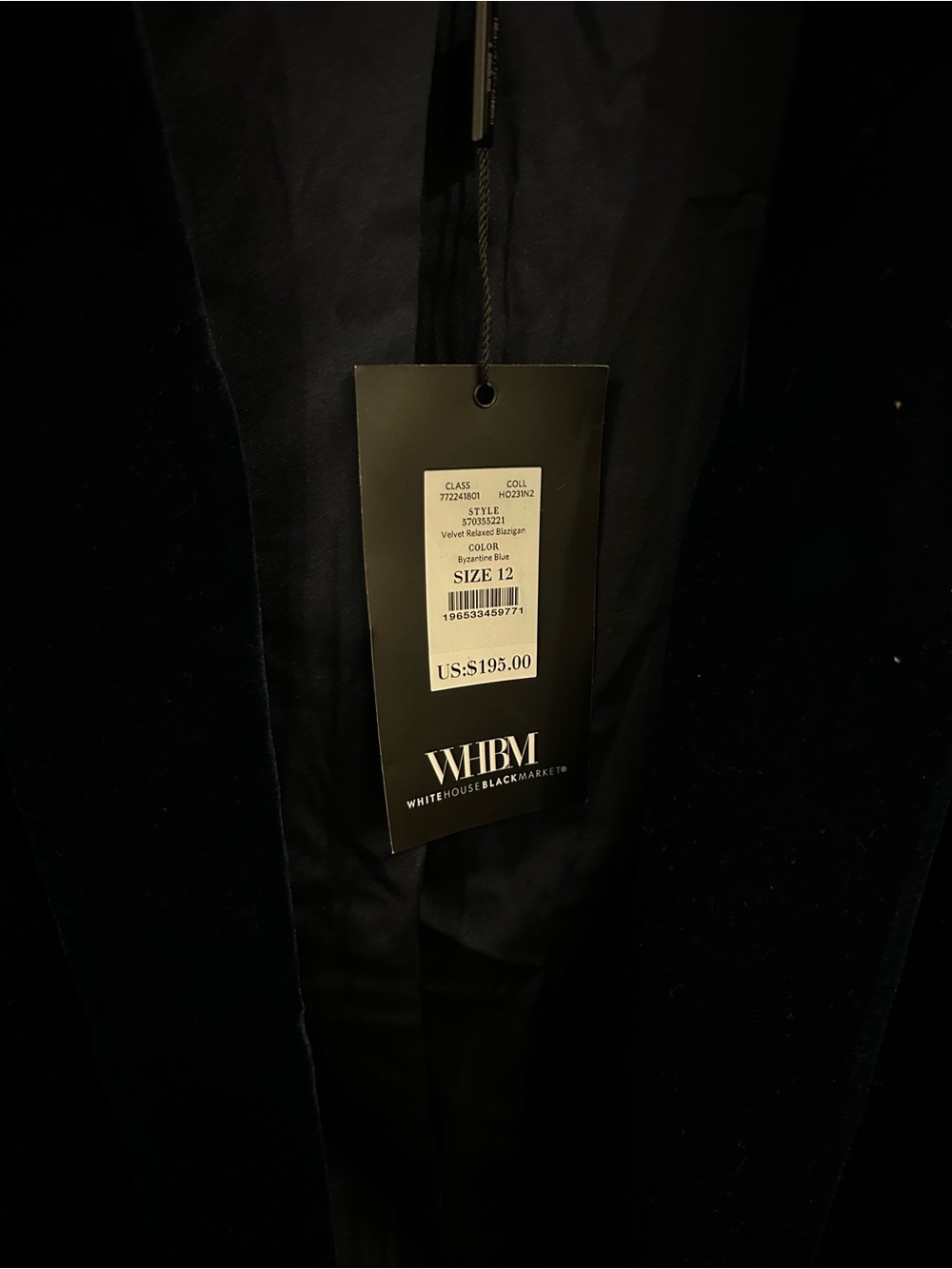 White House Black Market Women's  Navy blue velvet Jacket - Picture 3 of 4